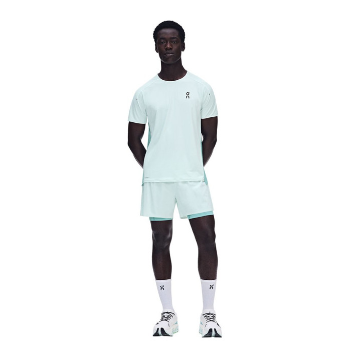 On Pantaloncini Running 5" Performance 2In1 Flurry Aquamarine Uomo