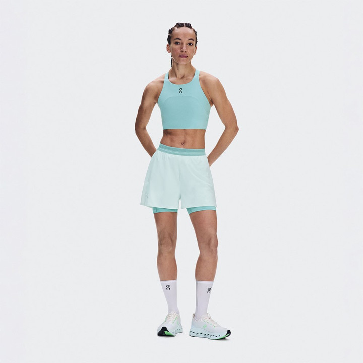 On Pantaloncini Running 3" Performance 2In1 Aquamarine Donna