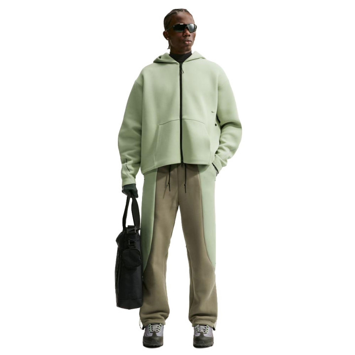 Nike Tech Pantaloni Fleece Open Bicolor Verde Uomo