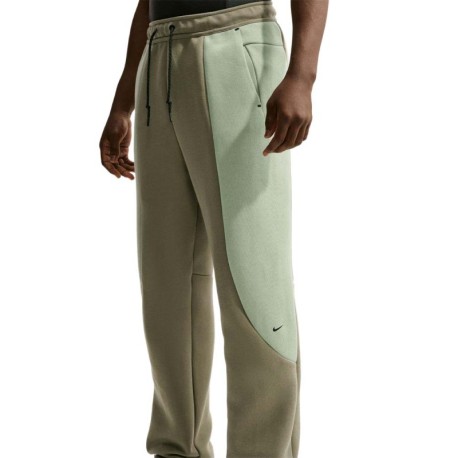 Nike Tech Pantaloni Fleece Open Bicolor Verde Uomo