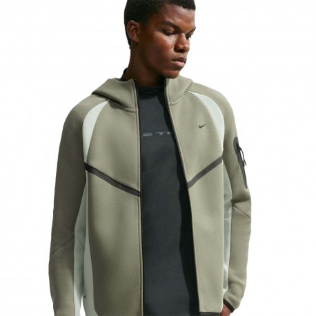 Nike Tech Felpa Con Cerniera Fleece Bicolor Verde Uomo