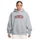 Nike Studio Fleece Felpa Con Cappuccio Grigio Donna