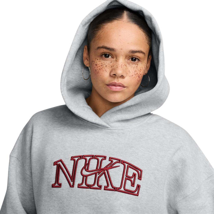 Nike Studio Fleece Felpa Con Cappuccio Grigio Donna