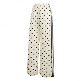 ADIDAS Originals Firebird Wide Leg Pants Satin Polkadots Bianco Donna