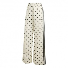 ADIDAS Originals Firebird Wide Leg Pants Satin Polkadots Bianco Donna