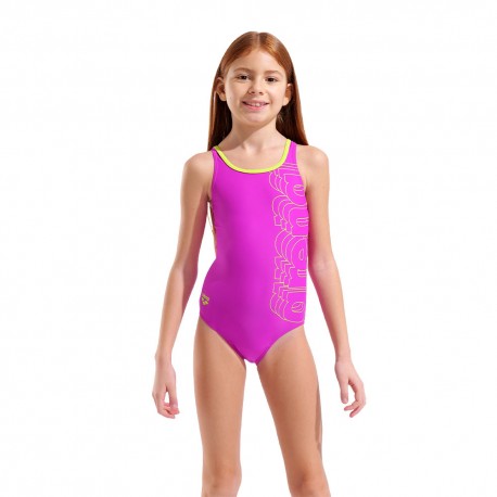 Arena Costume Piscina Deatail Fucsia Lime Bambina