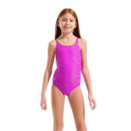 Arena Costume Piscina Deatail Fucsia Lime Bambina