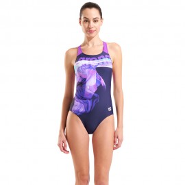 Arena Costume Piscina Mix Swimsuit Navy Viola Donna