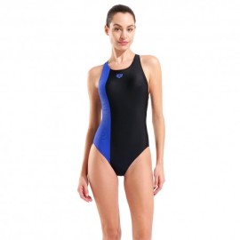 Arena Costume Piscina Duograf Nero Neon Blu Donna