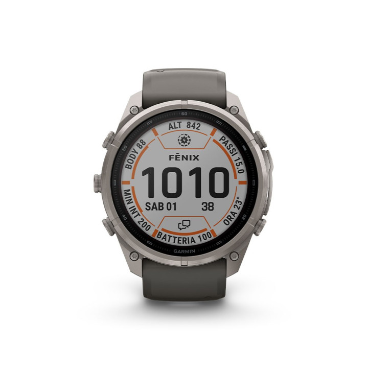 Garmin Fenix 9 Pro Solar Inreach 51 Bare Titanium Grigio Silver