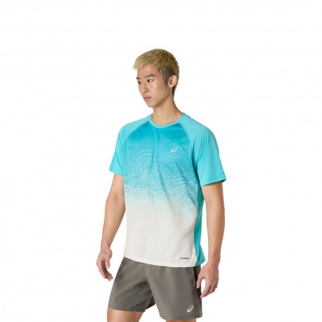 Asics T-Shirt Running Road Fade Energy Aqua Uomo