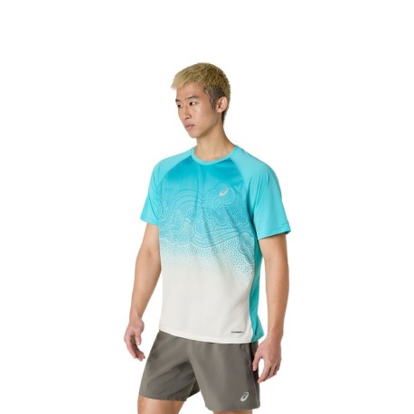Asics T-Shirt Running Road Fade Energy Aqua Uomo