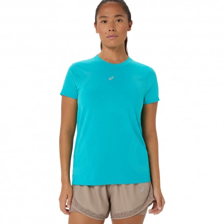 Asics T-Shirt Running Road Seamless Energy Aqua Donna