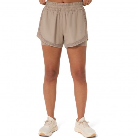 Asics Pantaloncini Running Nagino Run 2-N-1 Grigio Donna