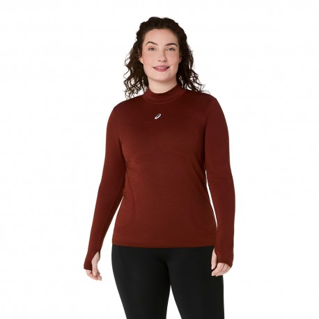 Asics Maglia Running Road Winter Seamless Singed Rosso Donna