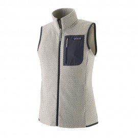 Patagonia Gilet Trekking Felpa In Pile R1 Air Birch Bianco Donna