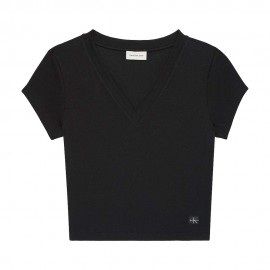 Calvin Klein Cropped T-Shirt Rib Nero Donna