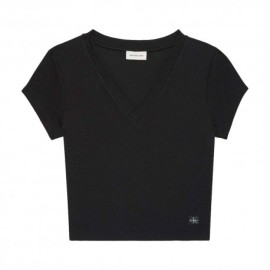 Calvin Klein Cropped T-Shirt Rib Nero Donna