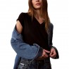 Calvin Klein Cropped T-Shirt Rib Nero Donna