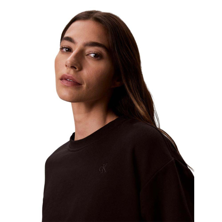 Calvin Klein Maglia Maniche Lunghe Girocollo Monogram Nero Donna