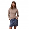 Calvin Klein Maglia Maniche Lunghe Girocollo Logo Piccolo Beige Donna