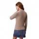 Calvin Klein Maglia Maniche Lunghe Girocollo Logo Piccolo Beige Donna
