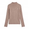 Calvin Klein Maglia Maniche Lunghe Girocollo Logo Piccolo Beige Donna
