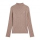 Calvin Klein Maglia Maniche Lunghe Girocollo Logo Piccolo Beige Donna