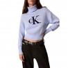 Calvin Klein Maglia Maniche Lunghe Dolcevita Big Logo Azzurro Donna