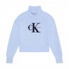 Calvin Klein Maglia Maniche Lunghe Dolcevita Big Logo Azzurro Donna