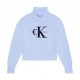 Calvin Klein Maglia Maniche Lunghe Dolcevita Big Logo Azzurro Donna