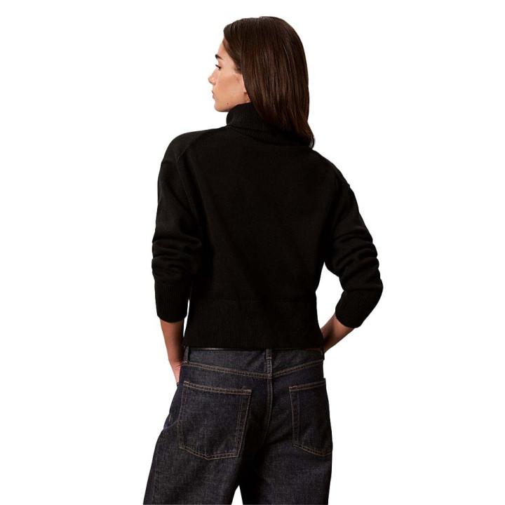 Calvin Klein Maglia Maniche Lunghe Dolcevita Big Logo Nero Donna