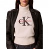 Calvin Klein Maglia Maniche Lunghe Dolcevita Big Logo Bianco Donna