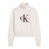 Calvin Klein Maglia Maniche Lunghe Dolcevita Big Logo Bianco Donna