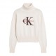 Calvin Klein Maglia Maniche Lunghe Dolcevita Big Logo Bianco Donna