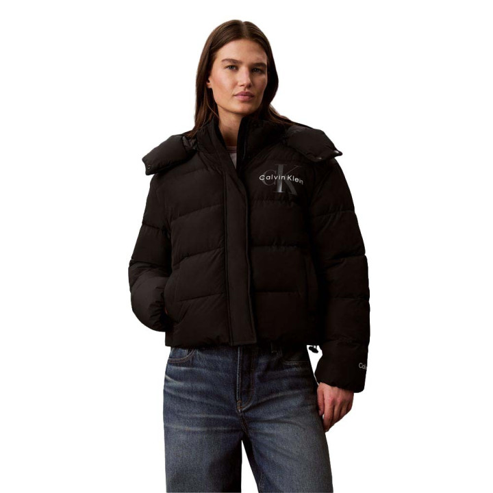 Calvin Klein Piumino Puffer Monologo Shorts Nero Donna