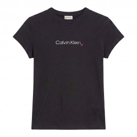 Calvin Klein T-Shirt Slim Fit Heart Logo Nero Donna