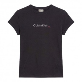 Calvin Klein T-Shirt Slim Fit Heart Logo Nero Donna