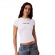 Calvin Klein T-Shirt Slim Fit Heart Logo Bianco Donna