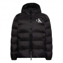 Calvin Klein Piumino Logo Puff Hooded Nero Uomo
