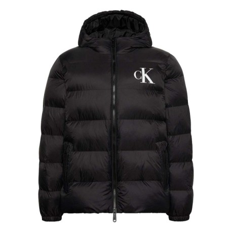 Calvin Klein Piumino Logo Puff Hooded Nero Uomo