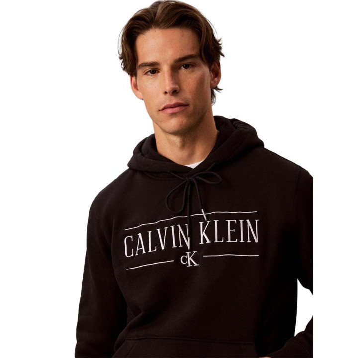 Calvin Klein Felpa Con Cappuccio Logo Nero Uomo