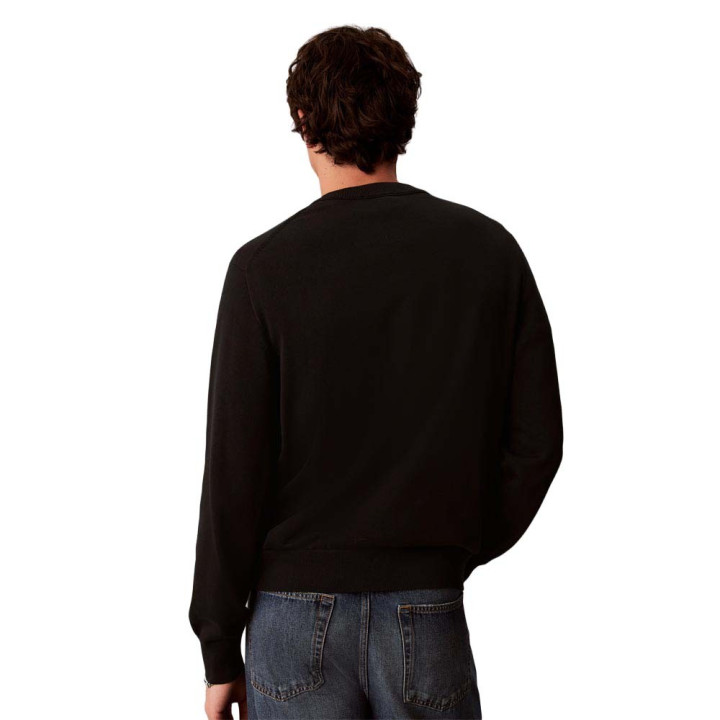 Calvin Klein Maglia Maniche Lunghe Girocollo Big Logo Nero Uomo