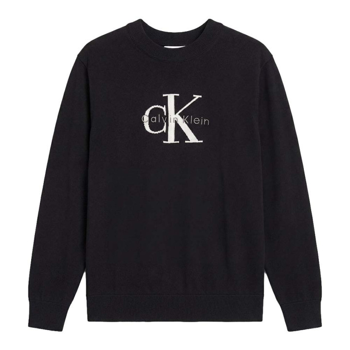 Calvin Klein Maglia Maniche Lunghe Girocollo Big Logo Nero Uomo