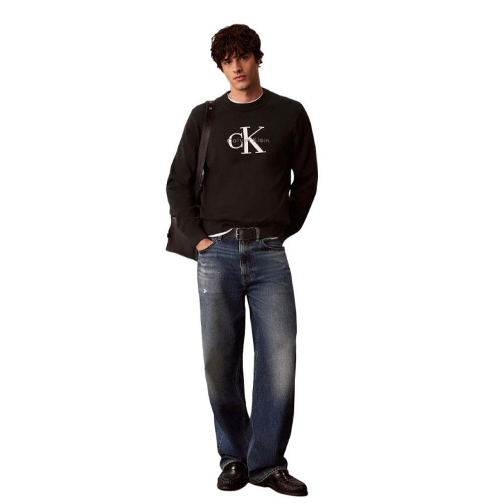 Calvin Klein Maglia Maniche Lunghe Girocollo Big Logo Nero Uomo