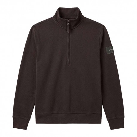 Calvin Klein Felpa Mezza Zip Badge Nero Uomo