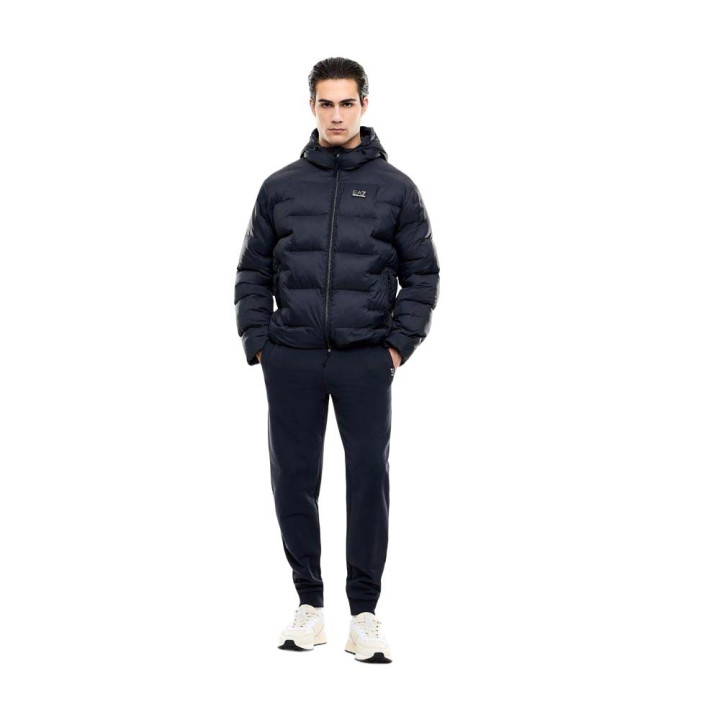Ea7 Piumino Con Cappuccio Blu Uomo