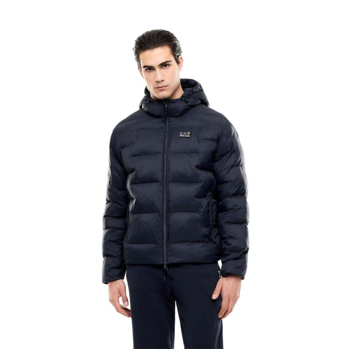 Ea7 Piumino Con Cappuccio Blu Uomo