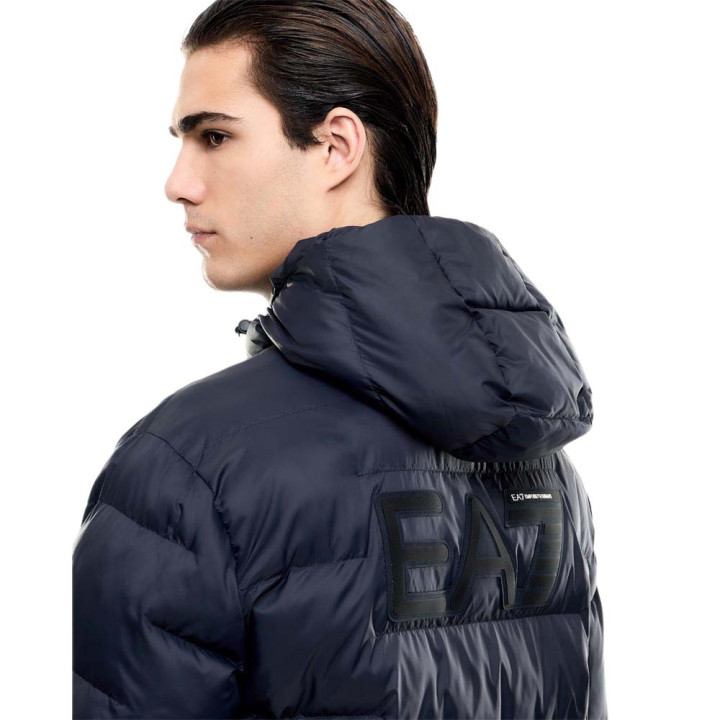 Ea7 Piumino Con Cappuccio Blu Uomo