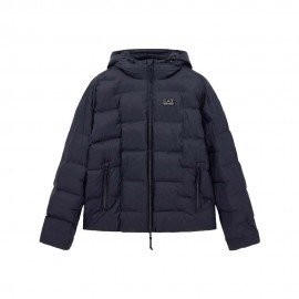 Ea7 Piumino Con Cappuccio Blu Uomo